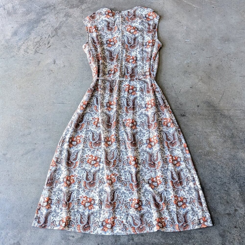 Vintage 60s Kay Windsor Brown Paisley Midi Dress Jacket Matching Set union made - Picture 10 of 16